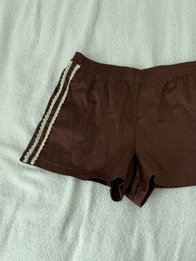 zara satin like shorts   size medium   details: -mid rise  -lace trim  -color: b